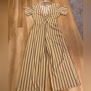 Pull & Bear size large striped wide leg jumpsuit